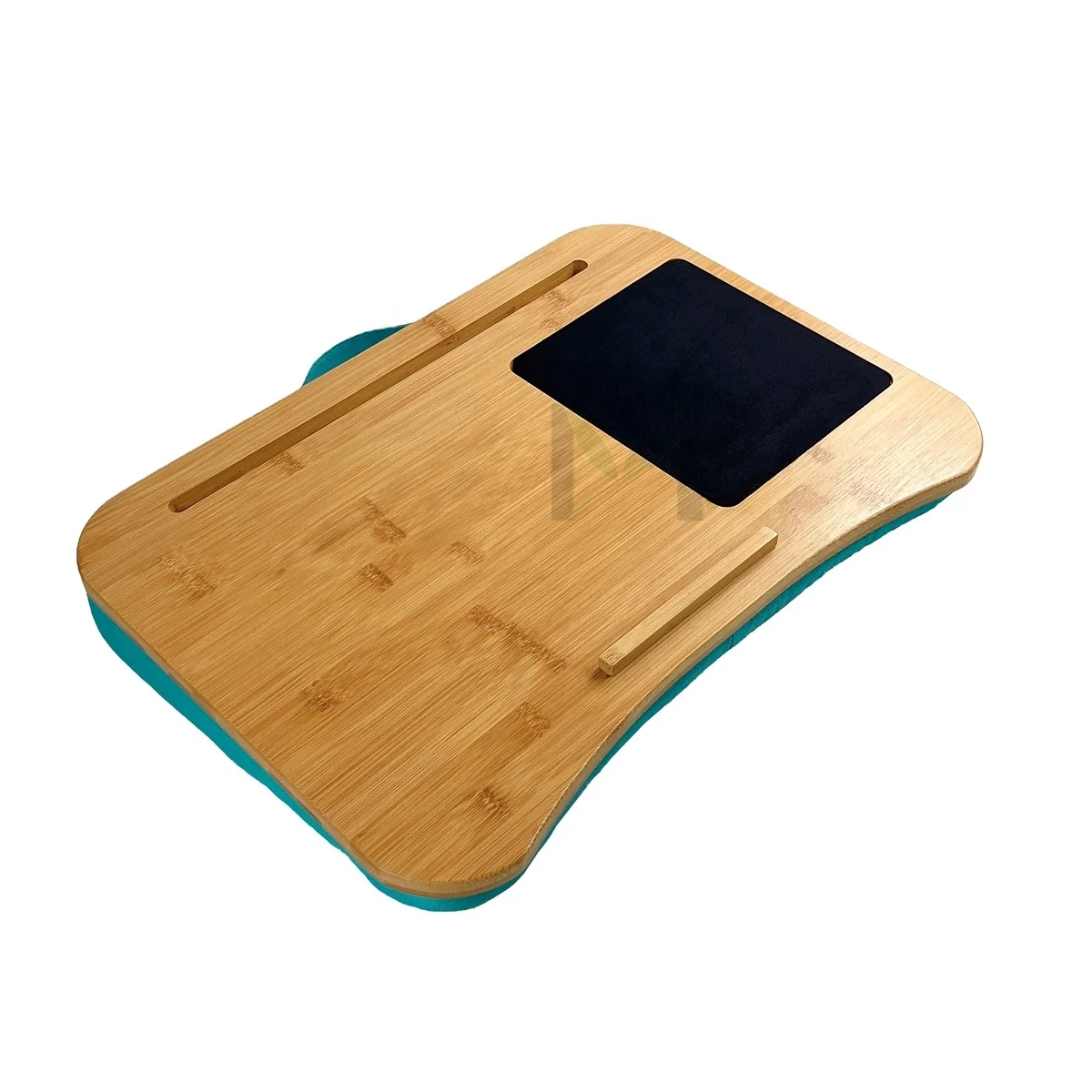 Home Office Bamboo Lap Desk Bamboo Laptop Table With Soft Mats Cushion & Phone Holder