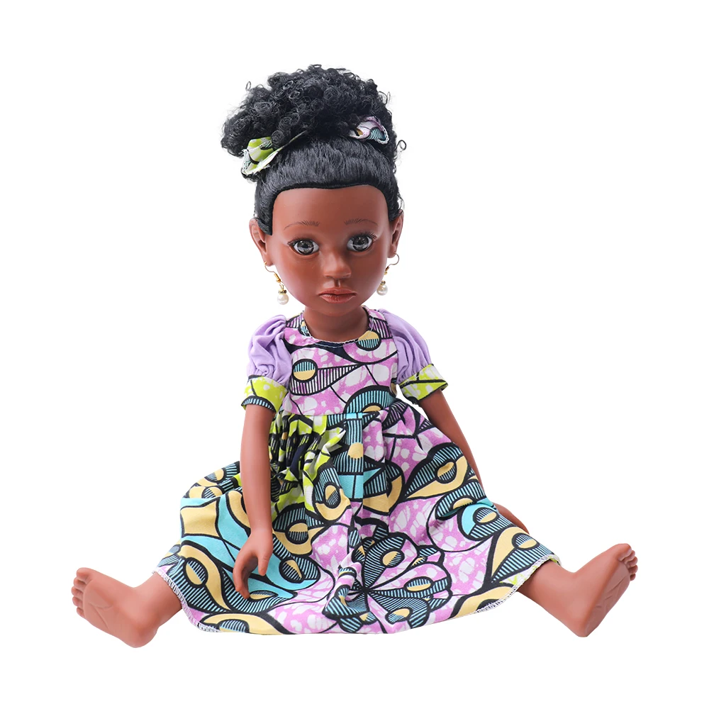 OEM Nathaniel customize afro doll 45 cm mini africa cute dolls girl toy nice cute vinyl plastic black doll fashion lovely
