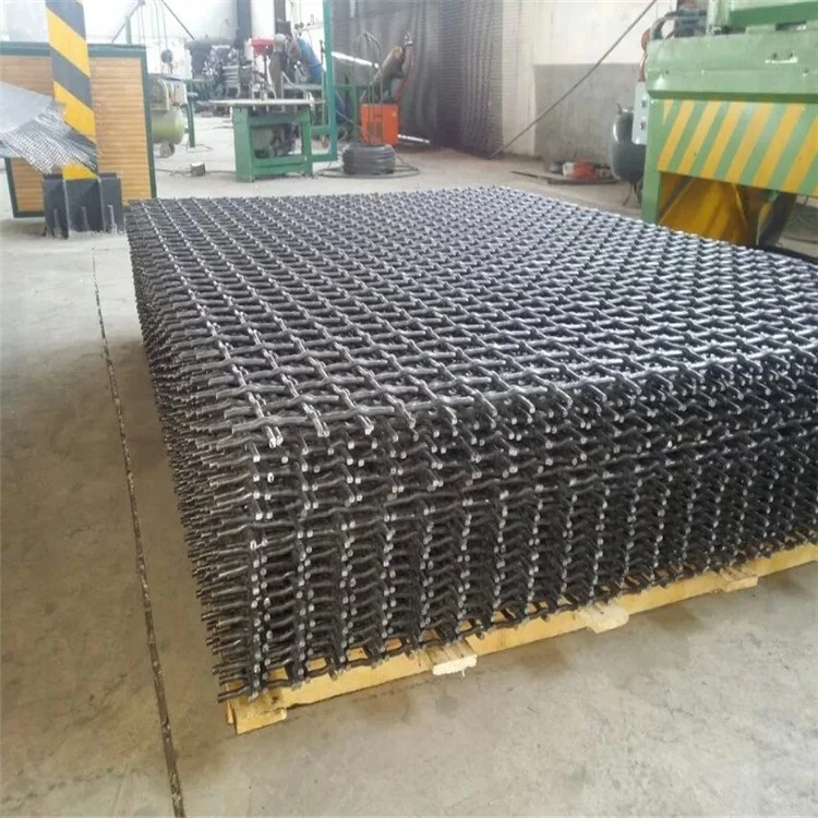65Mn 45# Manganese steel High Tensile  Iron wire woven Quarry Rock square Hole crimped wire mining screen mesh