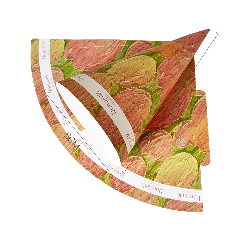 New Design Gift Paper Thick Cardboard Unique Ice Cream Cone Shape Flower Wrapping Paper for Bouquet