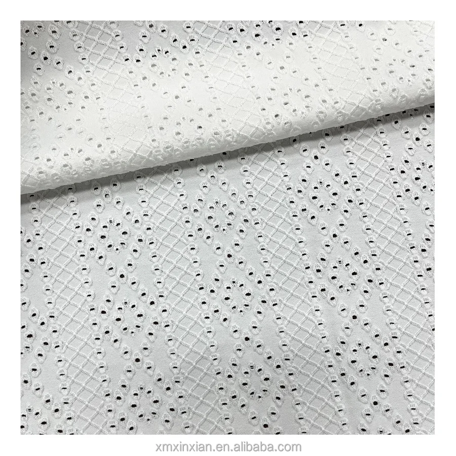 XA1966 Embroidery textured mesh crochet stretched knit swimwear jacquard fabric polyester bikini swimsuit beachwear fabric