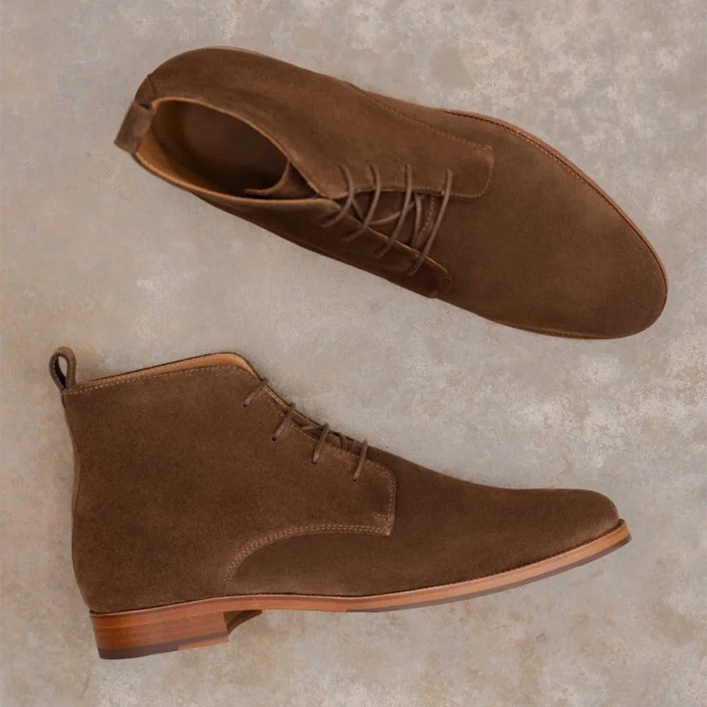 Winter elegant mens ankle boots casual nubuck leather chukka boots for men