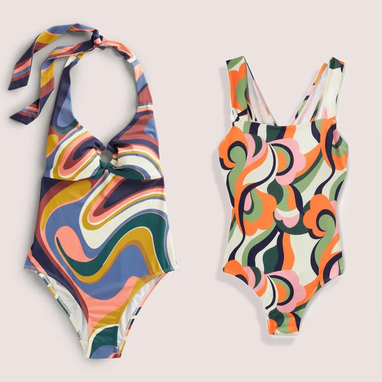 OEM Factory summer beach 7-16 years old teen child one piece swimwear beachwear custom logo printed kids swimwear for girls
