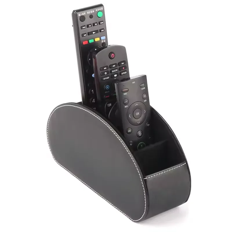 Multi-functional luxury PU leather remote control box holders home decor customs logo make up desk organizer