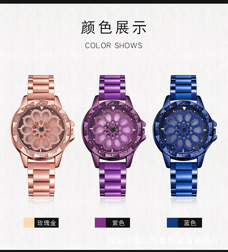 Hot Sale Women Wrist Fashion Watch Creative Luck Lady  Magnet Buckle Quartz Watch Female Rotating Dial Steel Band Luxury Watch