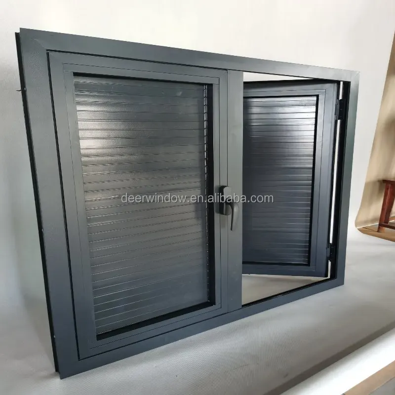 Deer  American Style Aluminium Wood Composite Frame Window Residential Double Safe Glass Crank Open Out Swing Window