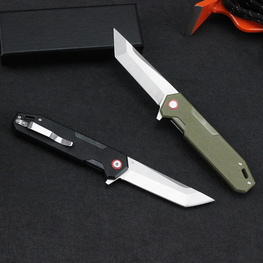 Нож D2 популярный многоцветный G10 Ручка Открытый кемпинг Выживание складной охотничий нож с пользовательским логотипом MOQ: 1 шт.