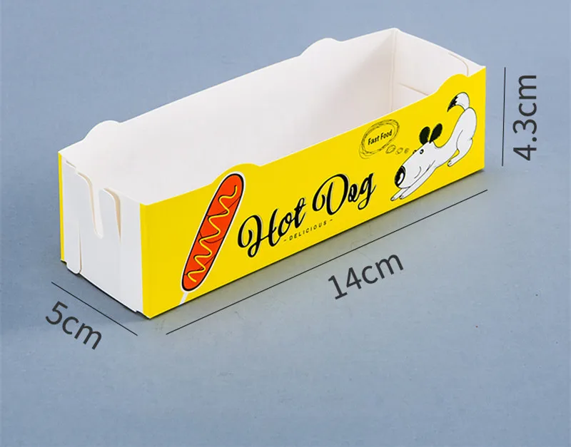Takeaway printed korean corn dog food packaging container hot dog paper trays snack box