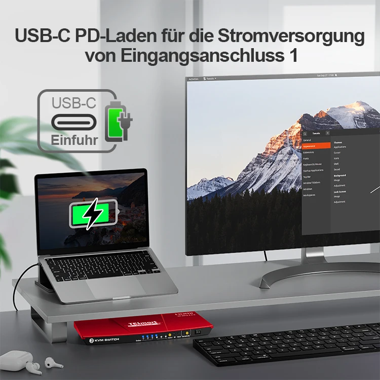 TESmart Single 3 ports USB KVM console Type C 4K 60hz KVM switch  for 3 computers sharing keyboard mouse U disk