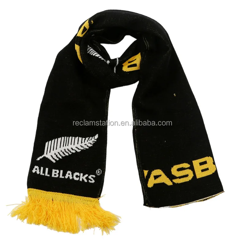 Promotional custom design acrylic knitted weave scarf double layers muffler soccer scarf knitted scarves for fans