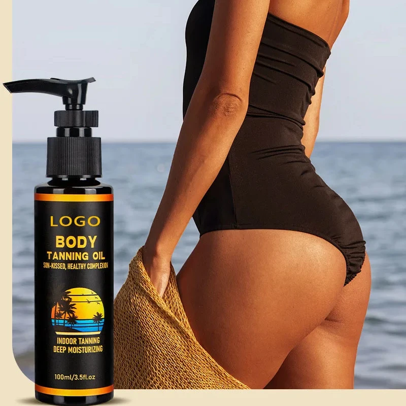 Glowing Private Label Shimmer Self Sun Herbal Face Tan Instant Bronzing Body Tanning Oil