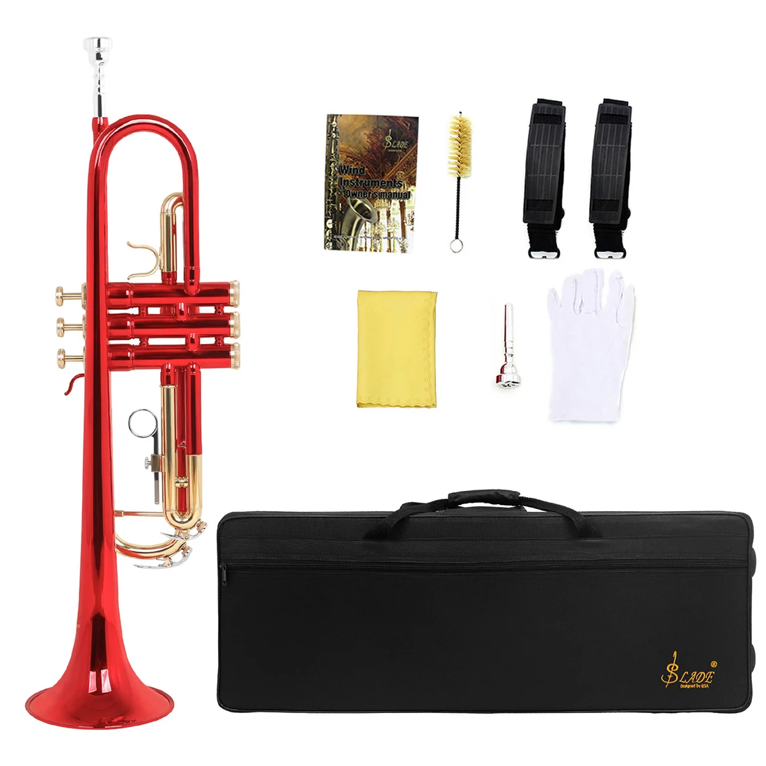 SLADE new product wholesale OEM brand color brass tube Bb gold piston high quality trumpet with box set