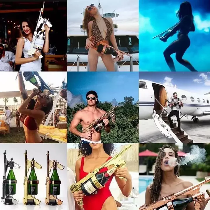 Champagne Gun Holder Event Supplies Display Shelf Champagne Bottle Holder Champagne Wine Set Shotgun with LED Lights