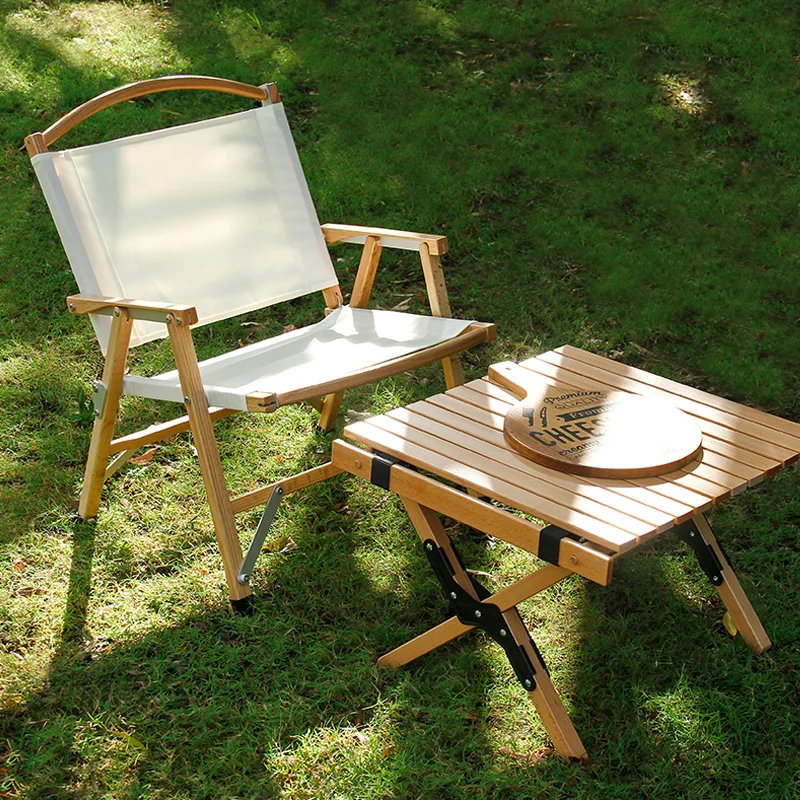 Modern Design Outdoor Glamping Backyard Furniture Wooden Kermit Portable Armrest Folding Chair For Camping Fishing