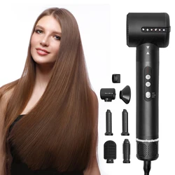 7 In 1 Hot Air Comb Brush Detachable Dry and Wet Hair Straightener Curler Styler Hair Dryer Cepillo Secador De Pelo