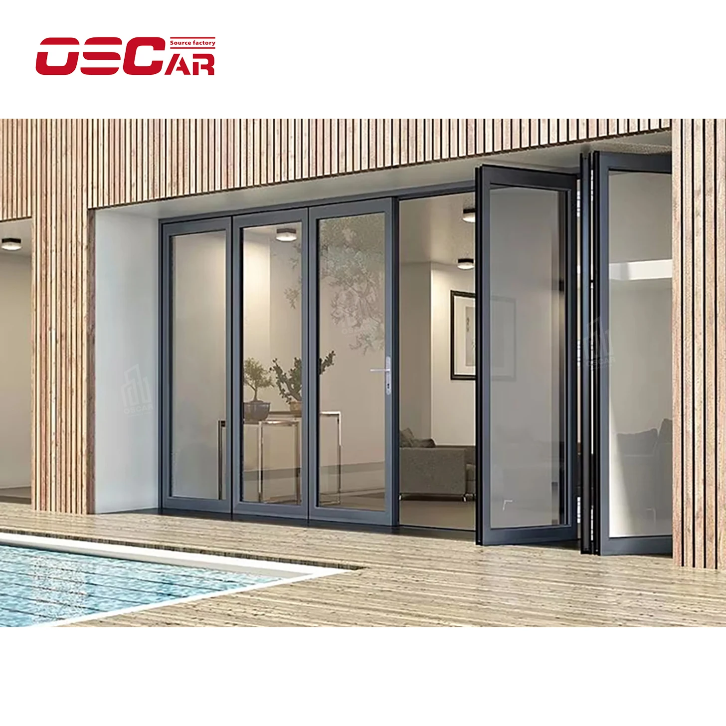 Oscaracso Steel and Glass Barn door Pocket Door with High Quality Metal Frame and Double Layer Tempered Glass