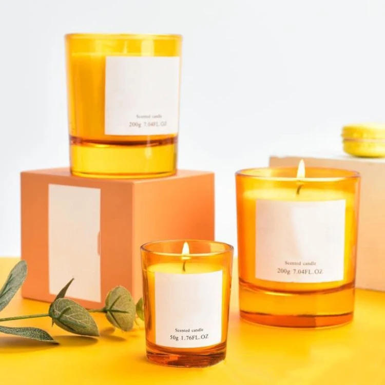 315ml 70ml matt transparent purple blue glass candle cup wooden cover