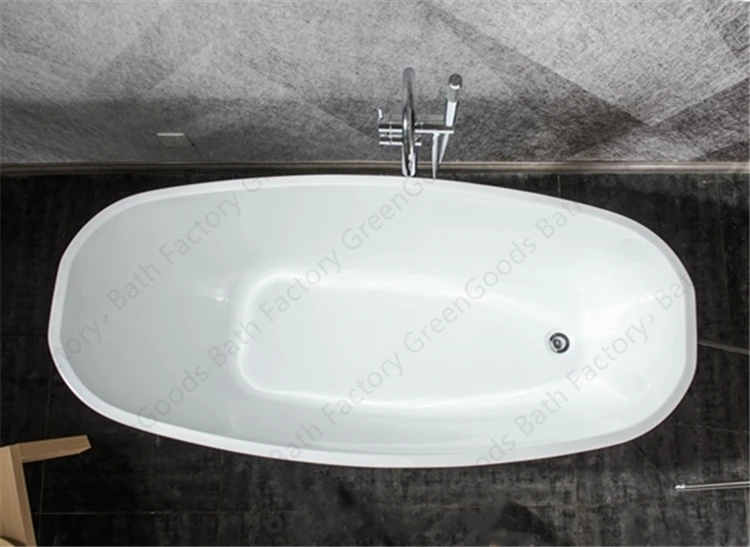 الحديثة بسيطة 1700X760mm قائما بذاته حوض الاستحمام الاكريليك مع المنبثقة الطابق استنزاف