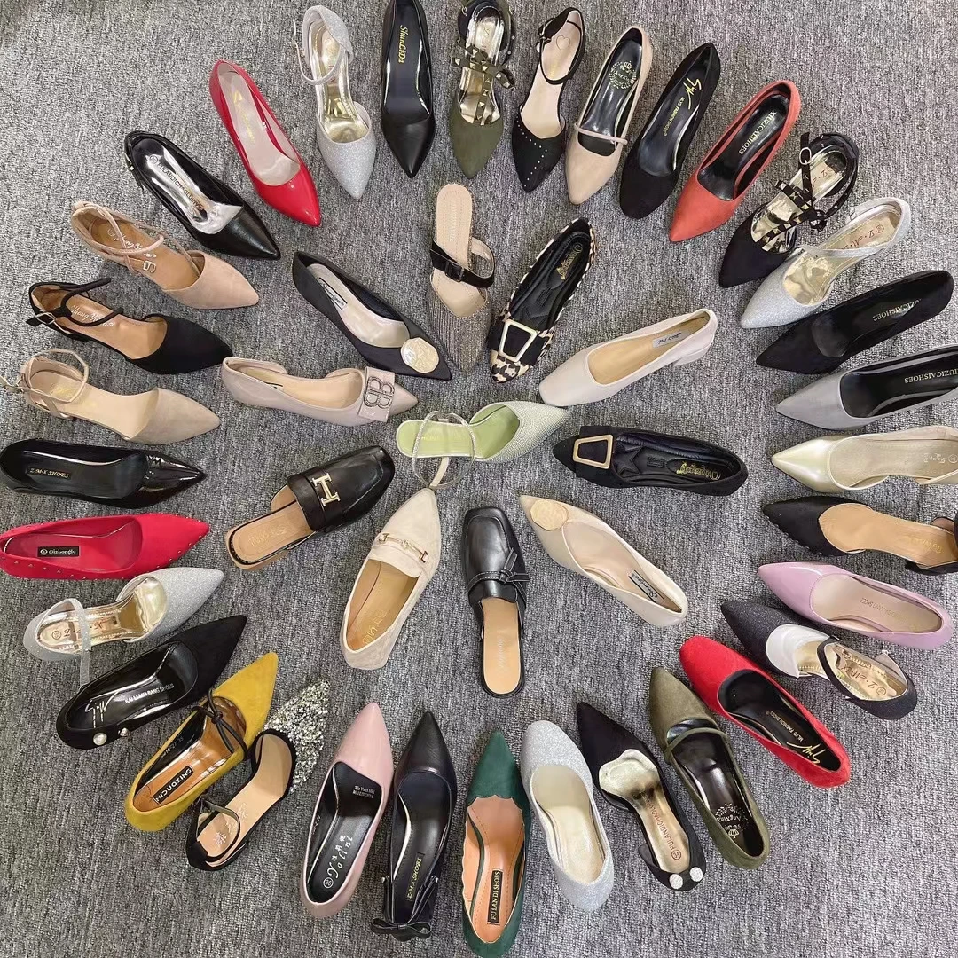 Wholesale Bulk Cheap Women Pointed Toe High Heel Sandals Comfortable Office Mixed Shoes Stock