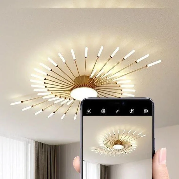 Led Multi-Head Custom  Fireworks Chandeliers For Living Room Bedroom Black Golden Led Ceiling Pendant Lights
