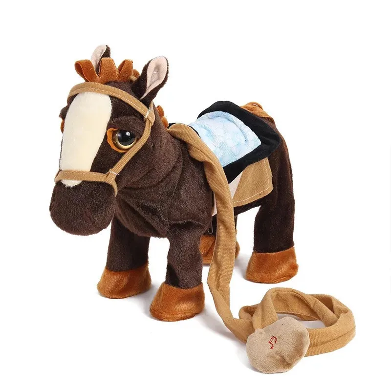 CHIQUE Electric plush toy horse singing  calling rope pulling horse doll electronic pet