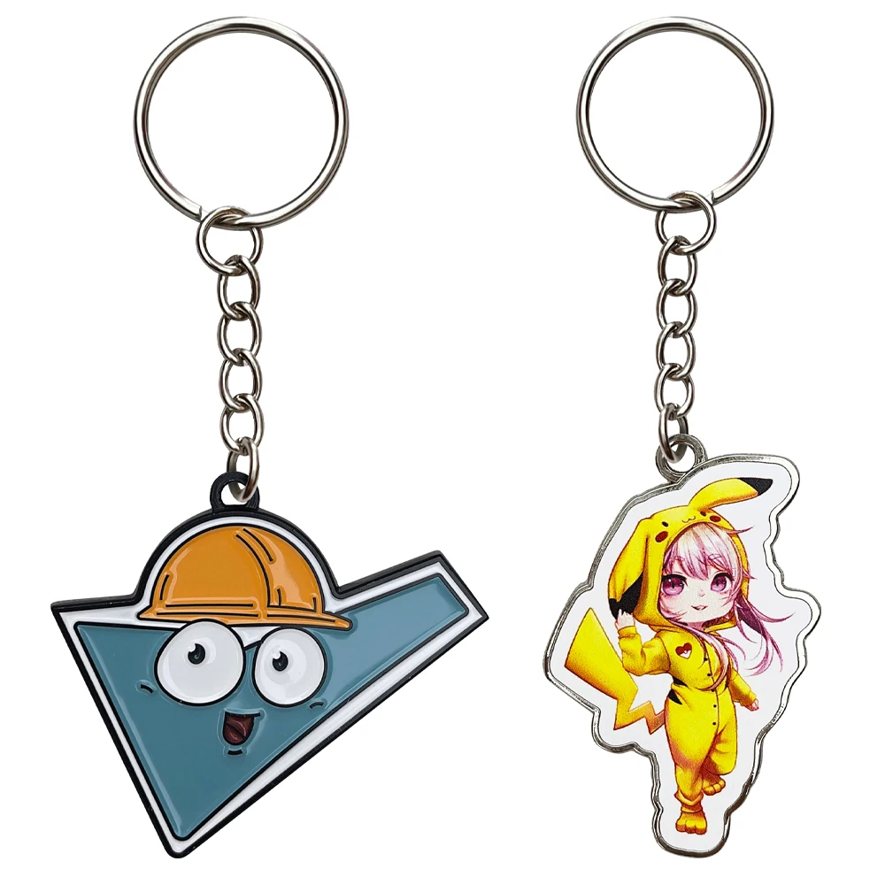 Key chain manufacturer personalized sublimation designer logo kawaii cartoon metal enamel cute anime custom keychain