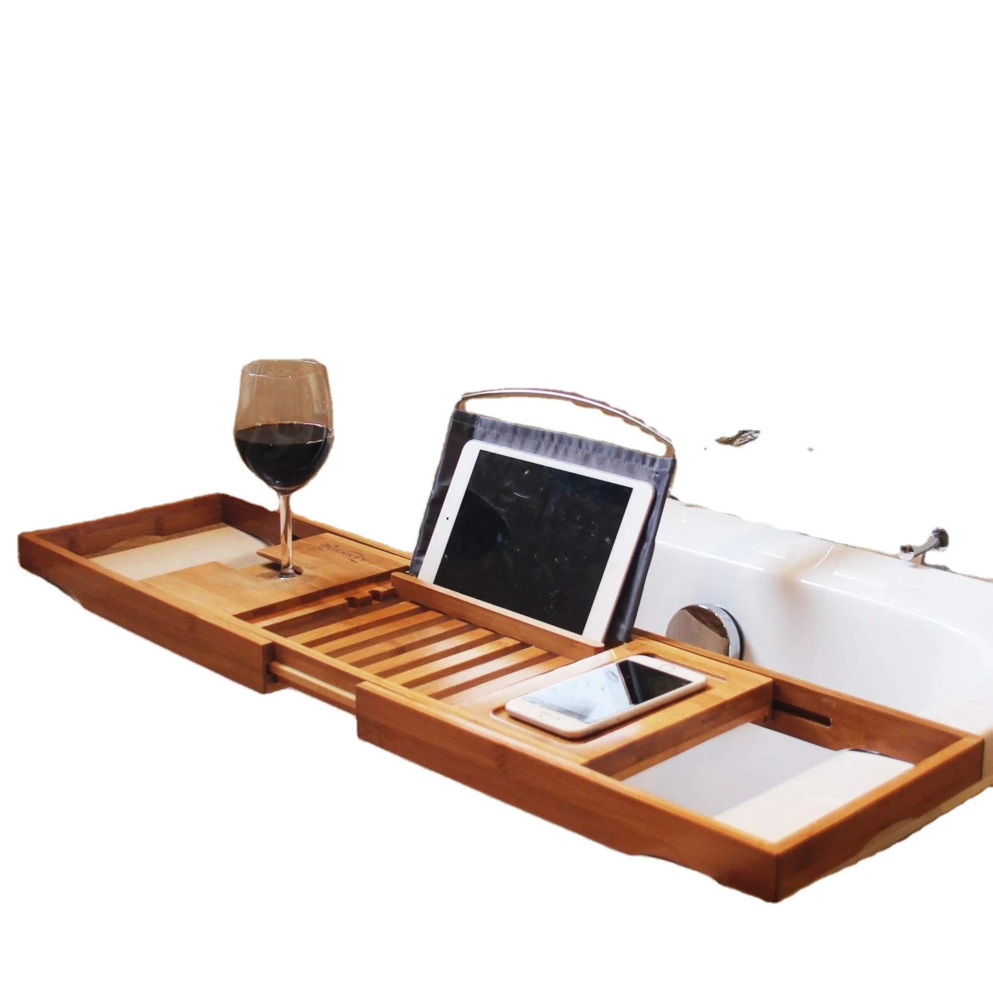 Регулируемый бамбуковый поднос для ванны Combohome, регулируемый бамбуковый поднос для ванны, складной поднос для ванны