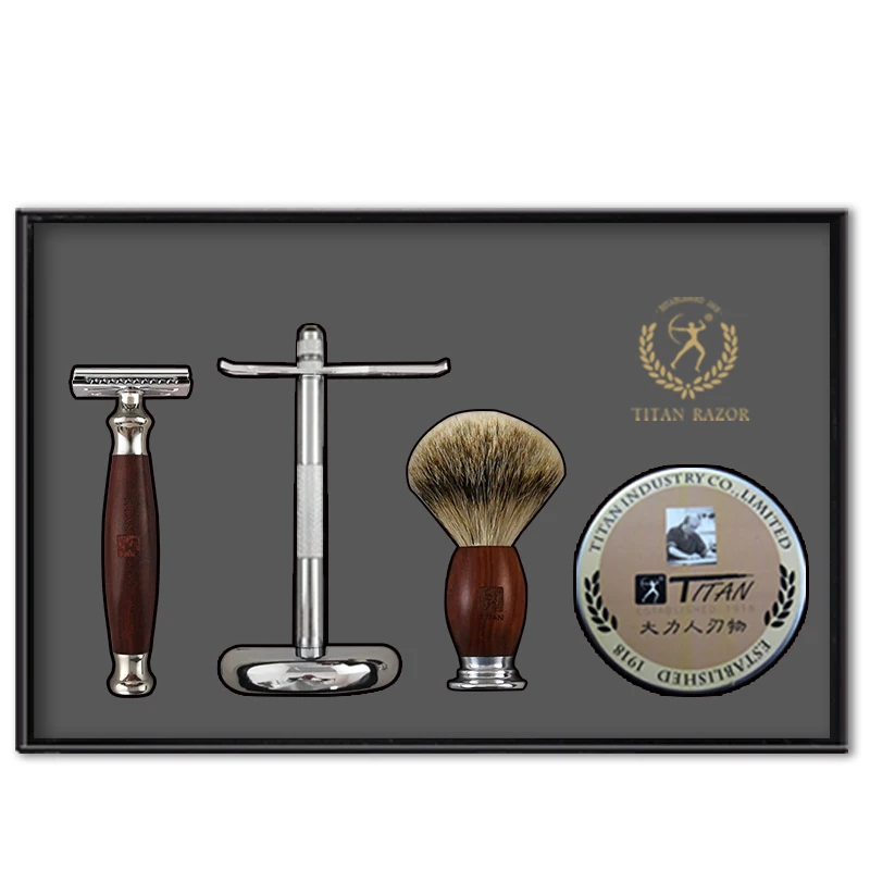 razor set safety razor with mahogany handle hand made