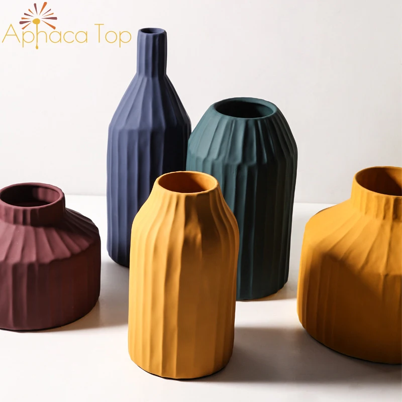 
Concise Style Ceramic Vases indoor decoration glazed ceramic porcelain flower Vase mini ceramic vase 