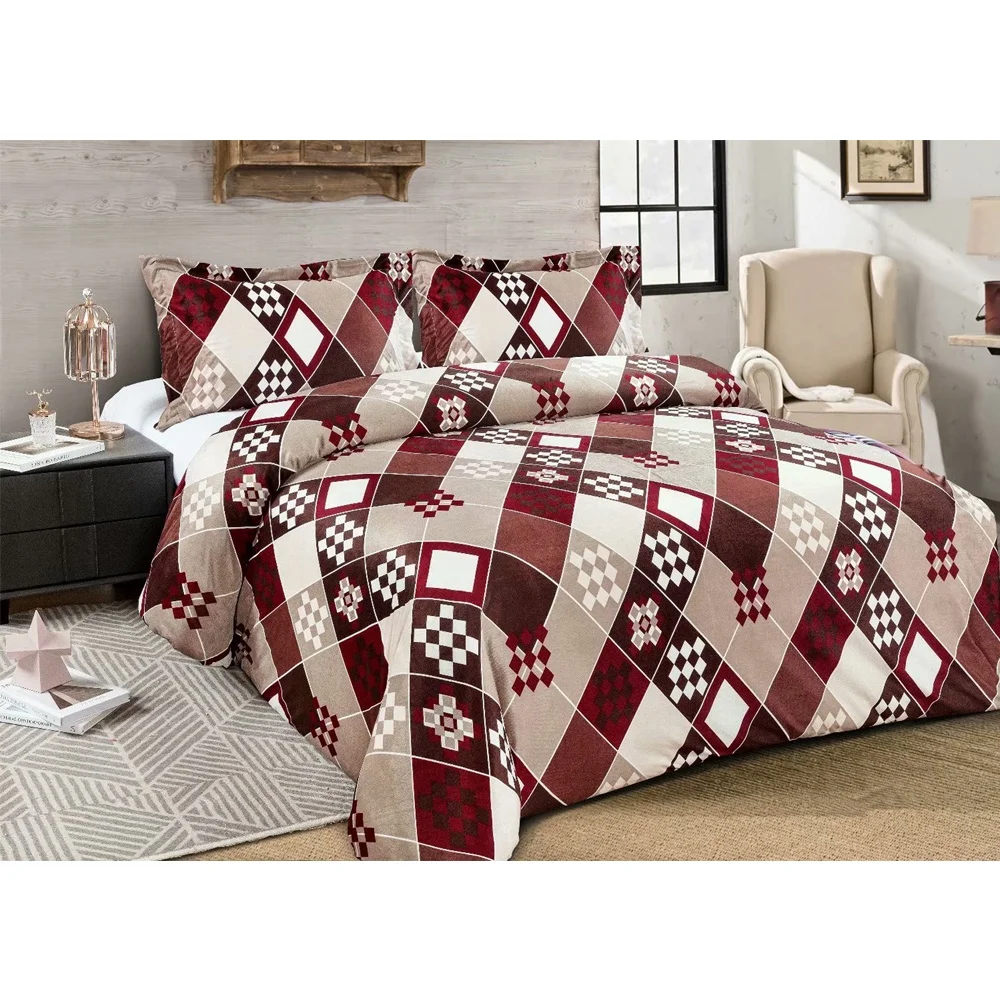 Coral Fleece Fabric Sherpa Blanket Quilting Comforter Set Queen Winter Home Hotel Flannel Sherpa Duvet Bedding Quilt Solid Color