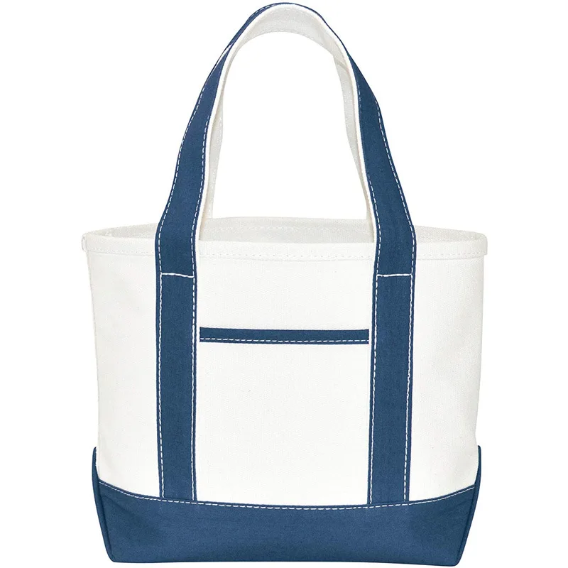 New Vintage Canvas Ladies One Shoulder Contrast color stitching Factory Outlet Custom Shopping tote bag cotton