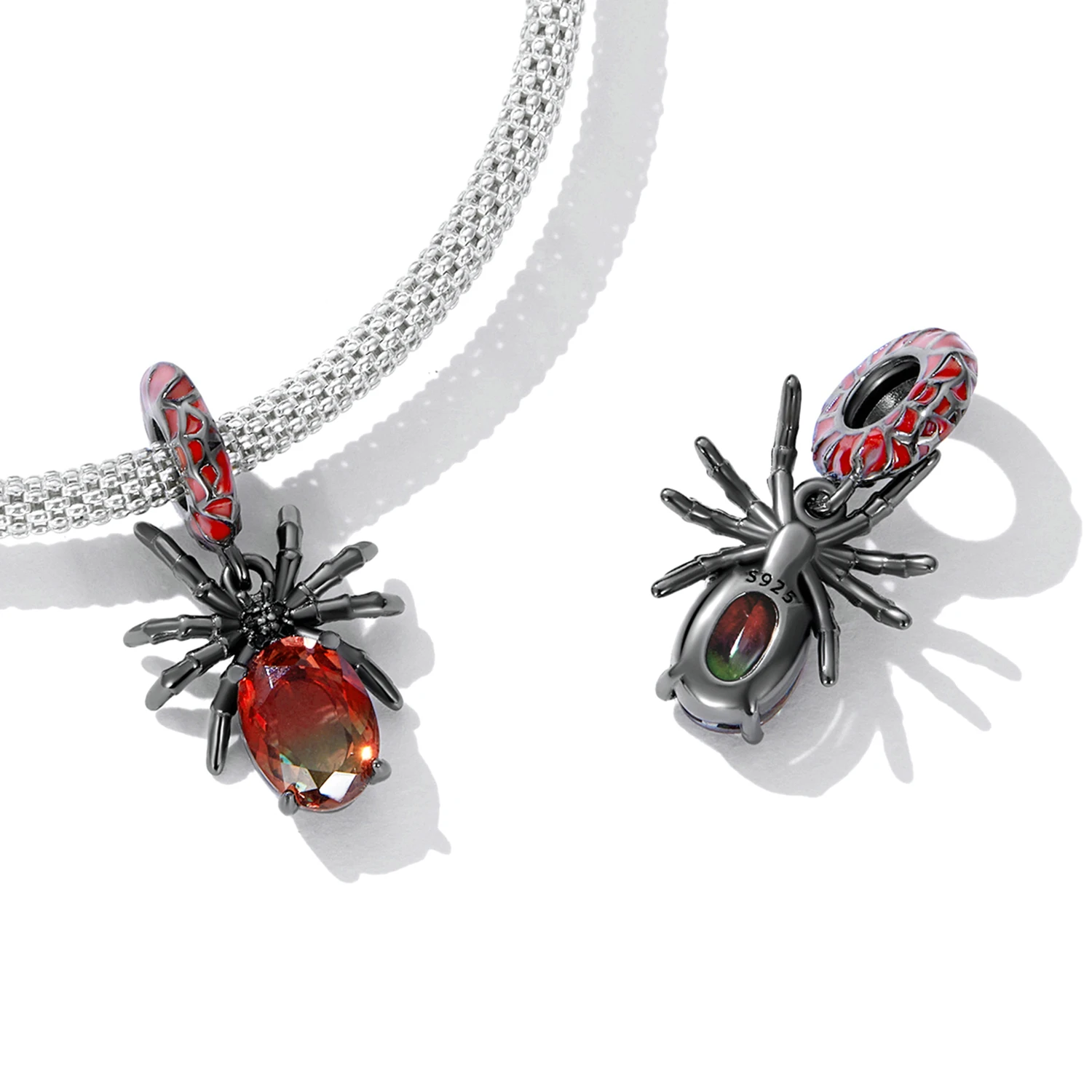Best 925 Sterling Silver Black Gold Plated Spider Charm Beads Pendant Charms For Bangles Jewelry For Women Girl Party Daily Wear