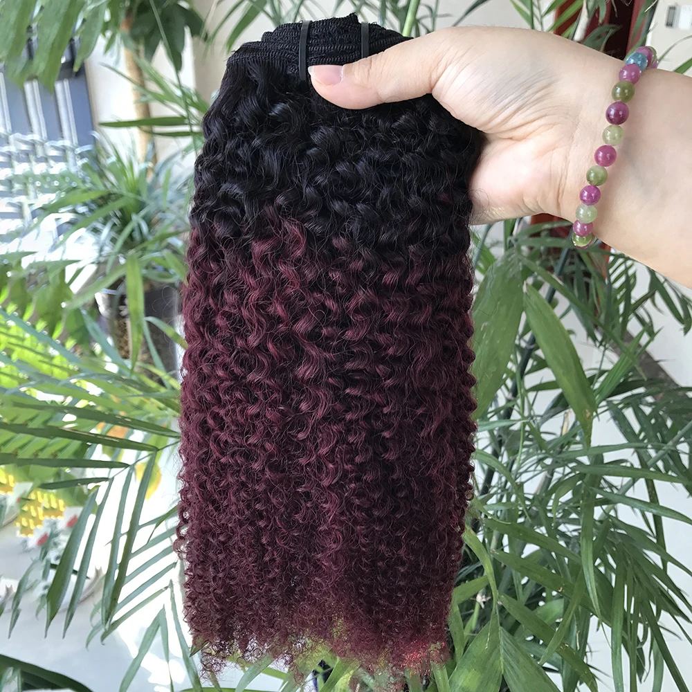 Fast Shipping Afro Kinky Curly Hair Clip Ins, large stock Invisible Raw Indian Clip ins Extension