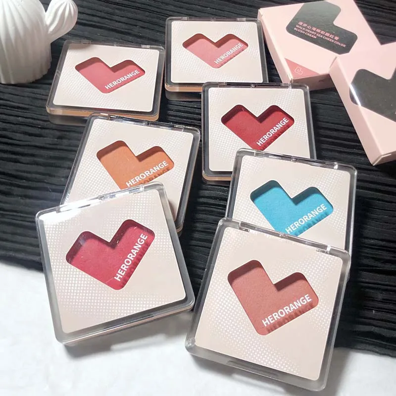 Private Label 7 Color Walking Heart Blush Cream Matte Long Lasting Waterproof Custom Logo maquillaje al por mayor