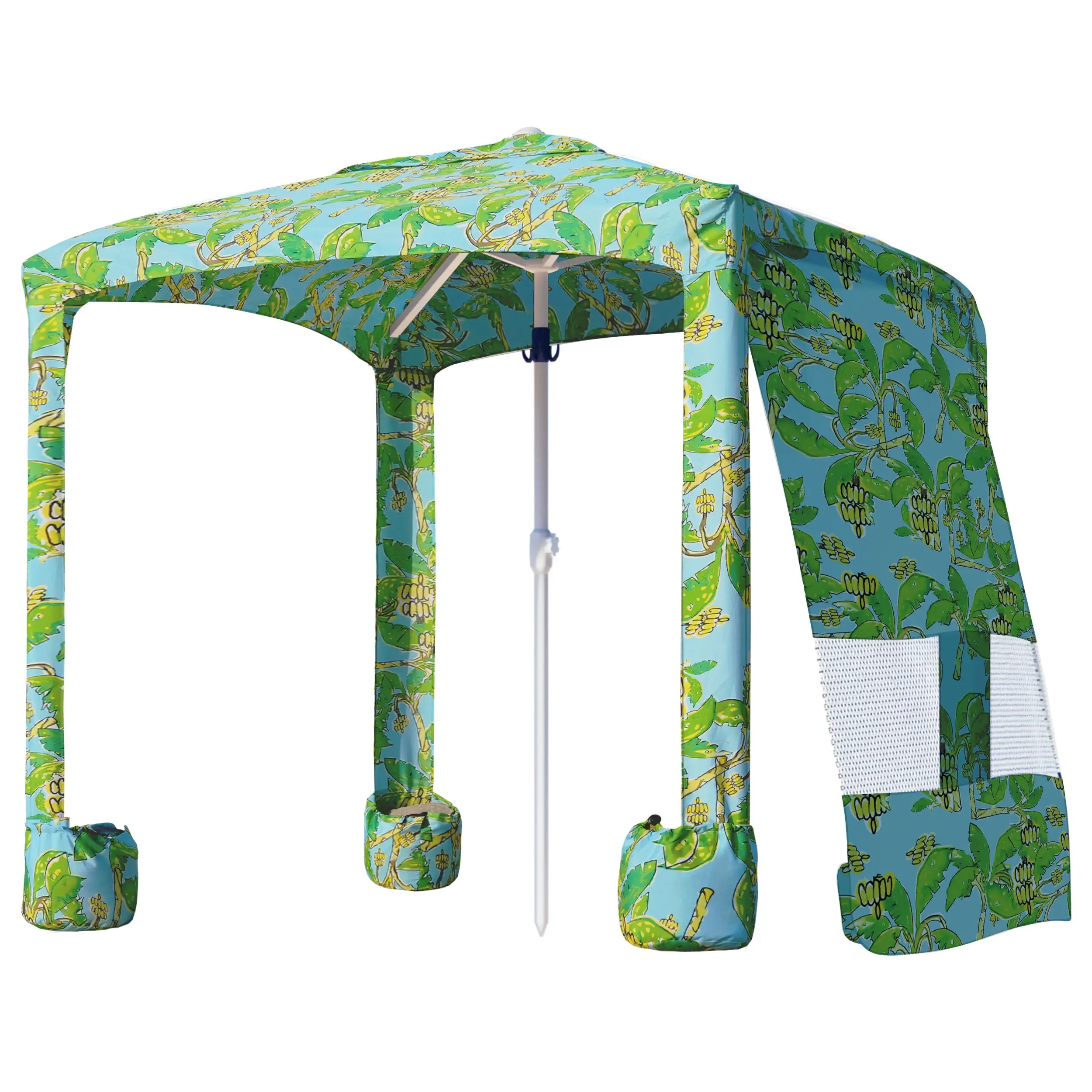 Wholesale  6.5ft 7ftPortable Square Windproof  Beach Umbrella Cabana Custom Printing Pop Up Outdoor Cool