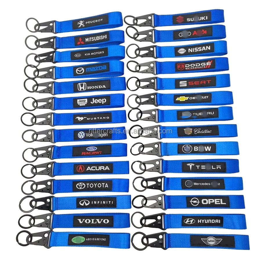 Keychains JDM Racing Car Sport Fabric Key Strap Modified Car Accessories Carabiner Lanyard Keychain Llavero De Coche Modificado