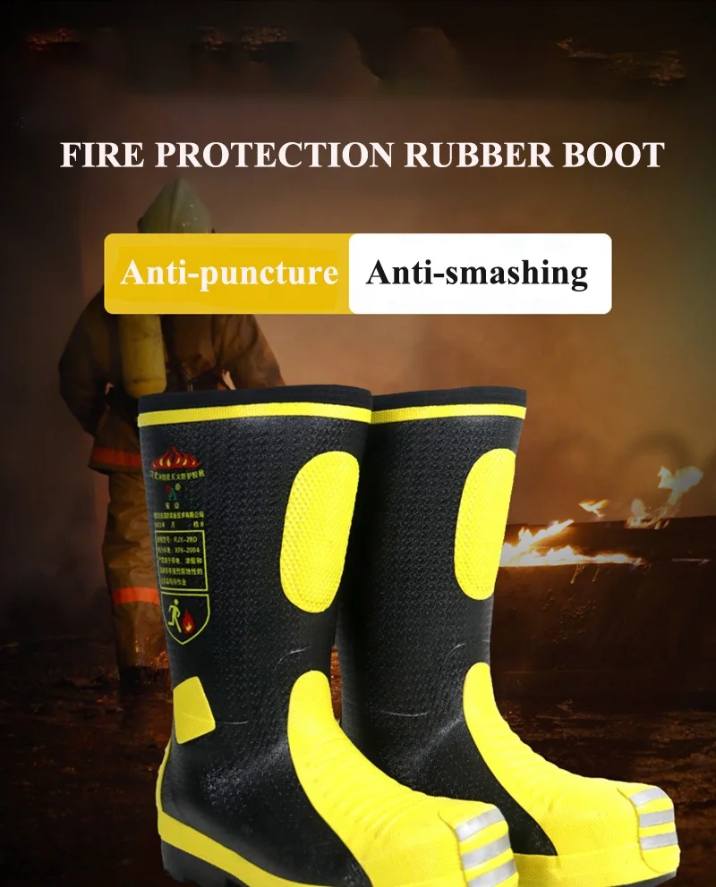 High Quality Lightweight Winter Fire Safety  Rubber Firefighter Climbing Boots for Fire Fighting Rescue