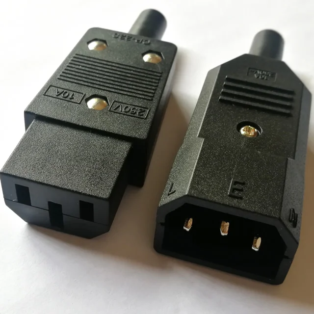 IEC C13 Male Female Power Adapter  Connector Black AC 250V 10A