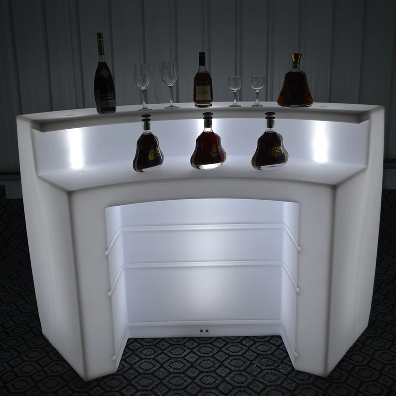 RGB lighting up bar furniture table sectional LED curved bar counter