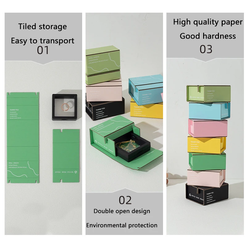 Custom Logo Affordable Jewelry Folding Boxes Eco-friendly Paper Creative Packaging Jewelry Set Boxes