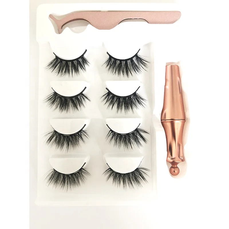 Magnetic eyelashes with 5 magnets stripe false lashes & Tweezers set with customized packing boxes 2023