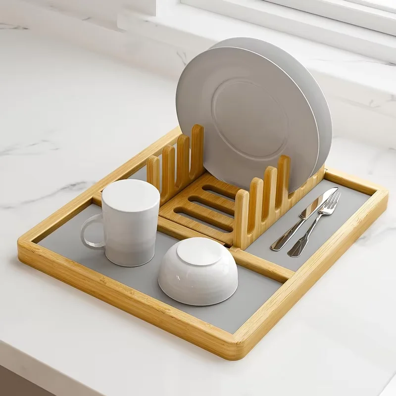 foldable diatomaceous over the sink dish drying rack bamboo rack dish pad bamboo Stone Dish Drying mat for kitchen counter