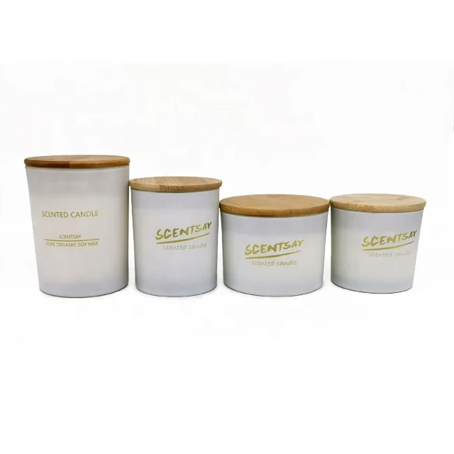 White matte/frosted glass candle jar custom fragrance scented feature candle for home decoration