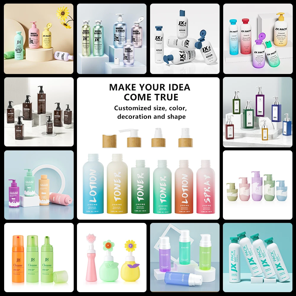 Eco Friendly Plastic Custom Cosmetic Lotion Liquid Soap Packaging Container Recycling Squeeze Shampoo Hair Body Wash Bottle