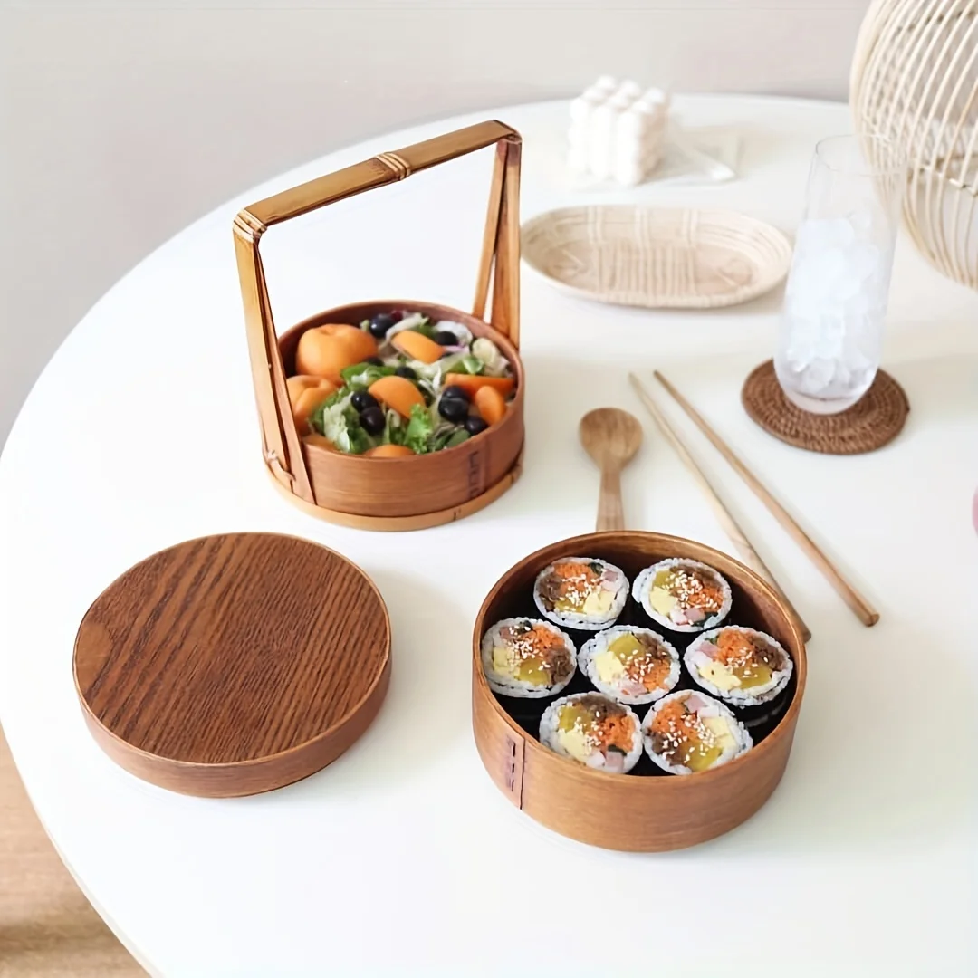 Japanese Bento Box Lunch Box Wooden Picnic Baskets Sushi Box Portable
