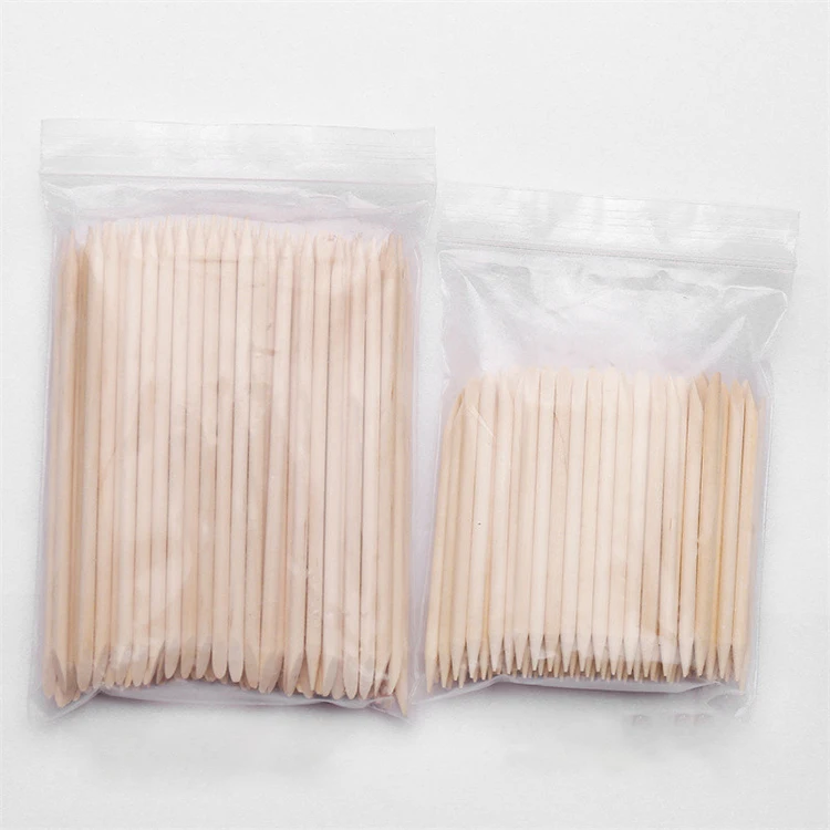 Double Headed Orange Mini Wood Stick Dead Skin Pusher Remover Nail Clean Manicure Sticks Disposable Wooden Nail Cuticle Pusher