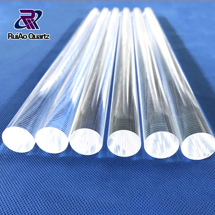 Custom size clear fused quartz rod with smooth cut ends