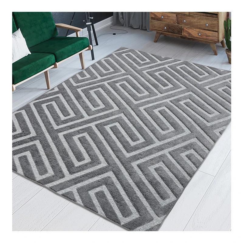 Grey Colour Carpet 3d Home Area Rugs For Living Room Microfiber Shaggy Carpet 3d Rug