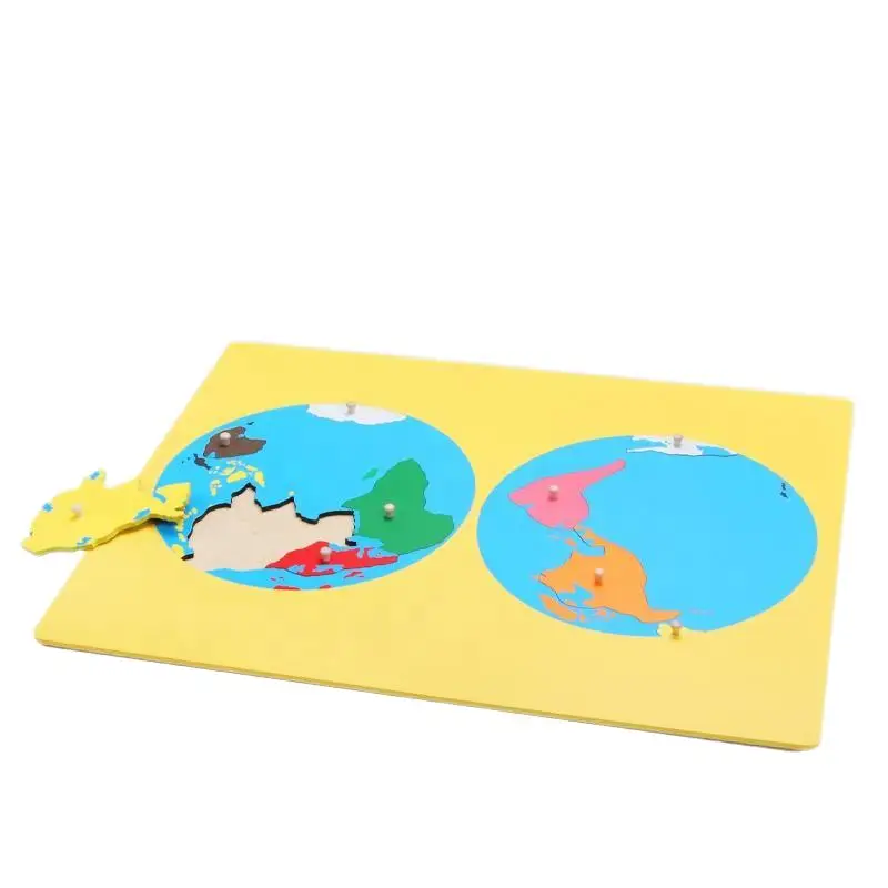 Montessori materials educational wooden toy school custom develop child intelligence material puzzle map of world part