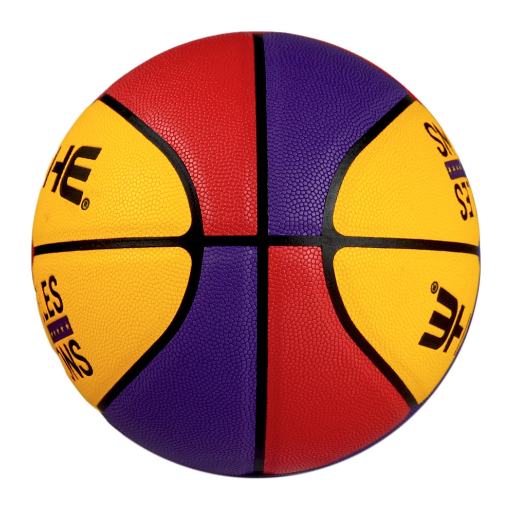 Colorful cheap rubber basketball ball  Custom official size and weight professional hygroscopic leather basketball size7